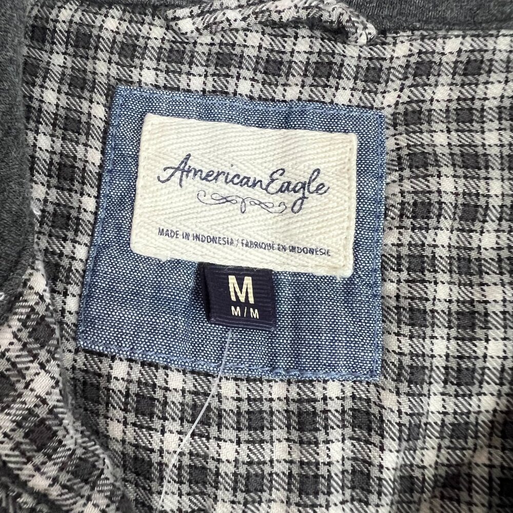 NWT American Eagle Cropped Hooded Flannel Shirt Plaid Size Medium M NEW - Picture 6 of 12